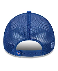 New Era Men's White/Royal Toronto Blue Jays Stacked A-Frame Trucker 9FORTY Adjustable Hat