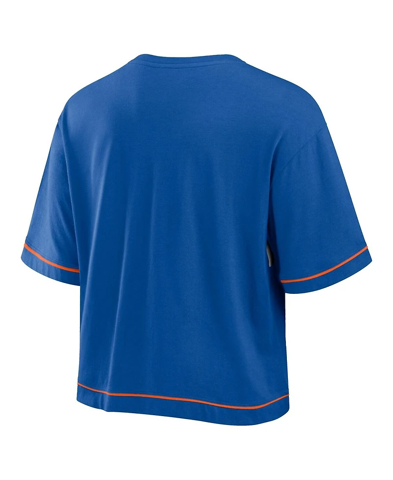 Fanatics Women's Royal Florida Gators Home Team Bold Fashion Modest V-Neck Cropped T-Shirt