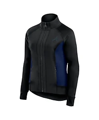 Fanatics Women's Black Atlanta Braves Studio Fitted Full-Zip Gym Track Jacket