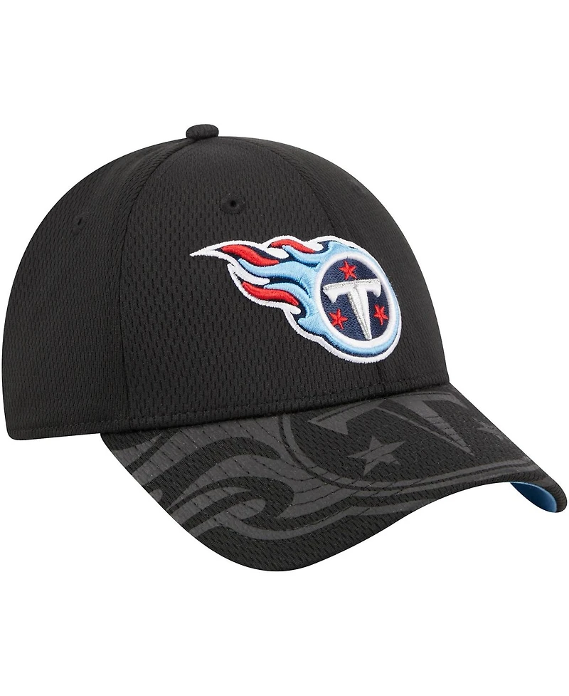 New Era Men's Black Tennessee Titans Top Visor 9FORTY Adjustable Hat
