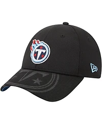 New Era Men's Black Tennessee Titans Top Visor 9FORTY Adjustable Hat