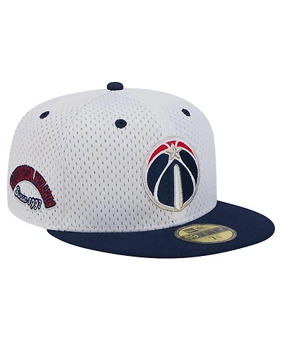 New Era Men's White/Navy Washington Wizards Throwback 2Tone 59FIFTY Fitted Hat