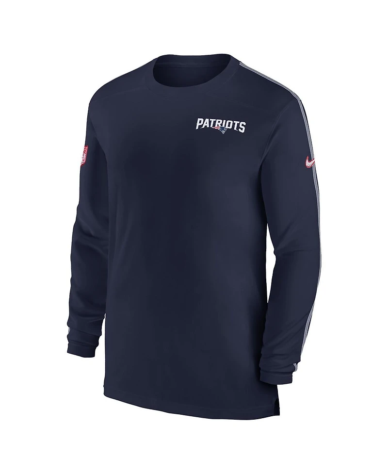 Nike Men's Navy New England Patriots Sideline Coach Uv Performance Long Sleeve T-Shirt