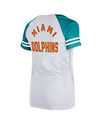 New Era Women's Gray Miami Dolphins Throwback Lace-Up Raglan T-Shirt