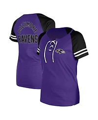 New Era Women's Purple Baltimore Ravens Lace-Up Raglan T-Shirt