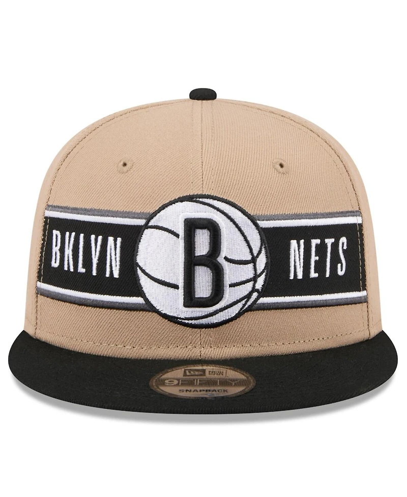 New Era Big Boys and Girls Tan/Black Brooklyn Nets 2024 Nba Draft 9FIFTY Snapback Hat