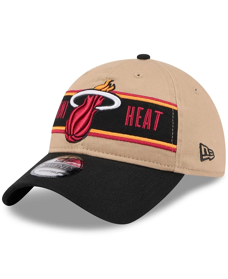 New Era Men's Tan/Black Miami Heat 2024 Nba Draft 9TWENTY Adjustable Hat