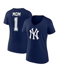 Fanatics Women's Navy New York Yankees Plus Size Mother's Day 1 Mom V-Neck T-Shirt