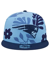 New Era Men's Light Blue New England Patriots Leafy 9FIFTY Snapback Hat