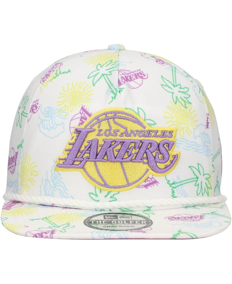 New Era Men's White Los Angeles Lakers Palm Trees and Waves Golfer Adjustable Hat