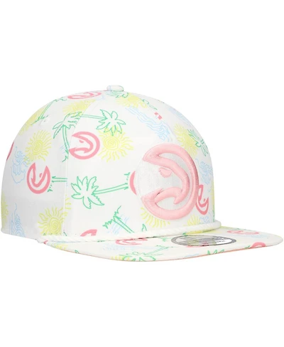 New Era Men's White Atlanta Hawks Palm Trees and Waves Golfer Adjustable Hat