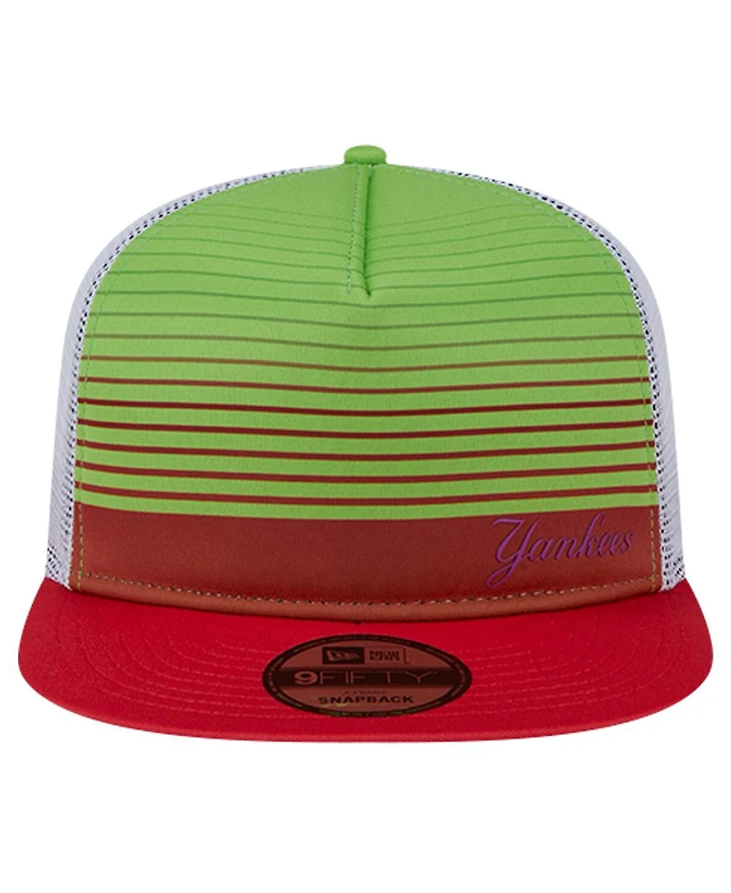 New Era Men's Red New York Yankees Neon Horizon A-Frame Trucker 9FIFTY Snapback Hat