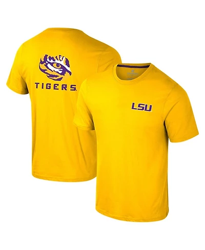 Colosseum Men's Gold Lsu Tigers Logo Lockup 2-Hit Active Blend T-Shirt