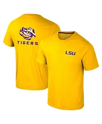 Colosseum Men's Gold Lsu Tigers Logo Lockup 2-Hit Active Blend T-Shirt