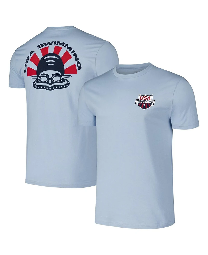 Flomotion Men's and Women's Powder Blue Usa Swimming Swimmer T-Shirt