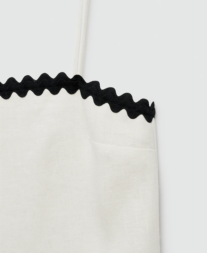 Mango Women's Contrasting Details Linen Dress