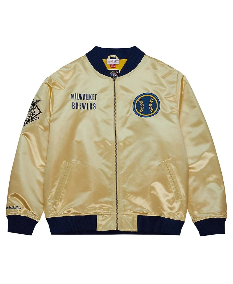 Mitchell & Ness Gold Milwaukee Brewers Og 2.0 Lightweight Satin Full-Zip Jacket