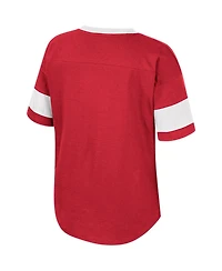Colosseum Girls Big Boys and Girls Crimson Oklahoma Sooners Tomika Tie-Front V-Neck T-Shirt