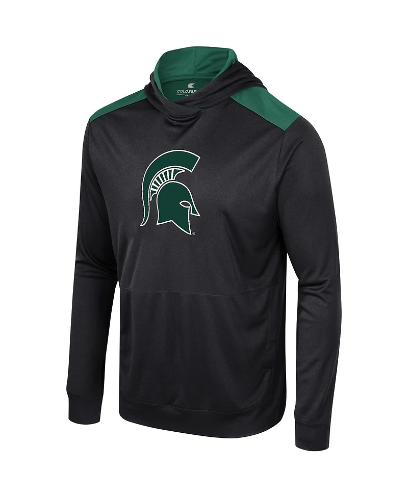 Colosseum Men's Black Michigan State Spartans Warm Up Long Sleeve Hoodie T-Shirt