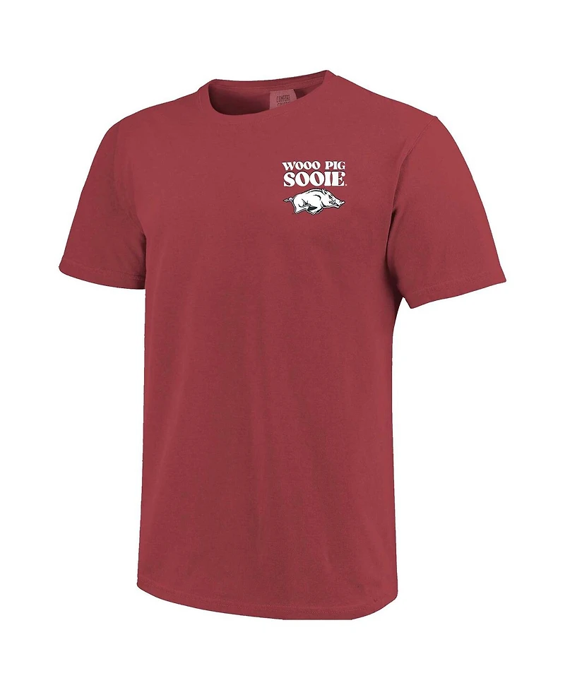 Image One Women's Cardinal Arkansas Razorbacks Comfort Colors Checkered Mascot T-Shirt