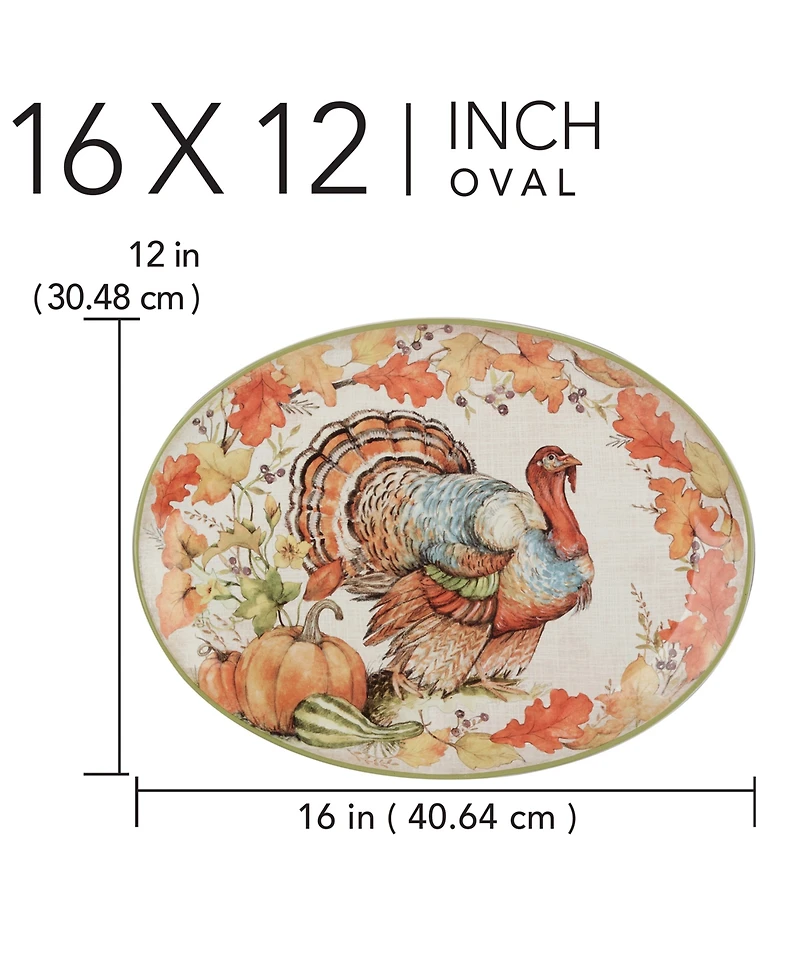 Certified International Autumn Breeze Oval Turkey Platter