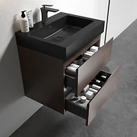 Modern Matte Black Quartz Basin with Overflow