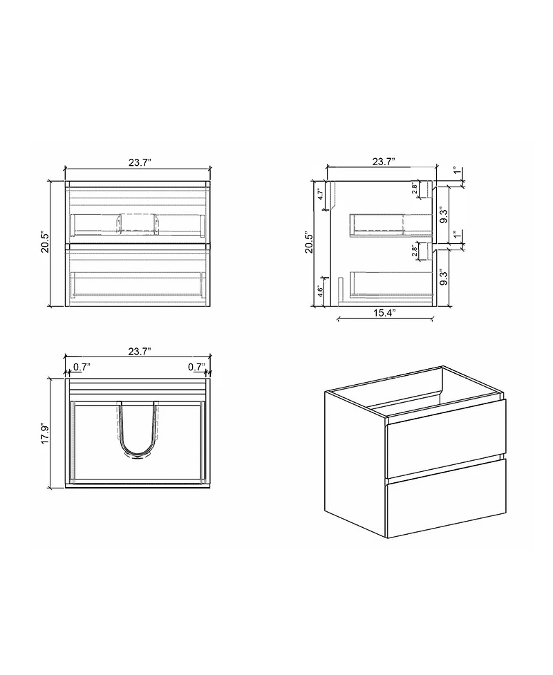 24" Rosewood Vanity w/ Sink & Storage