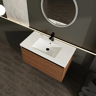 Streamdale Furniture 36" Brown Bathroom Vanity with Resin Sink and Cabinet