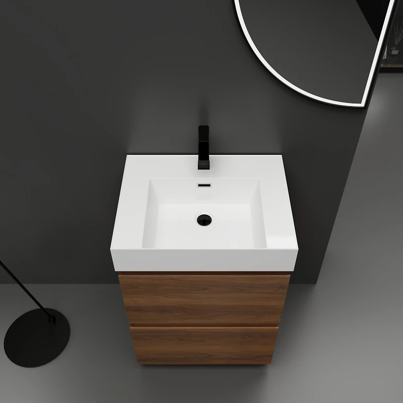 Streamdale 24" Modern Bathroom Vanity with Single Sink, Double Drawer, Brown