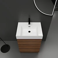 Streamdale 24" Modern Bathroom Vanity with Single Sink, Double Drawer, Brown