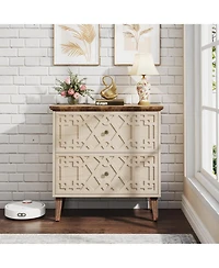 Tribesigns 2 Drawer Lateral File Cabinet, Office Filing Cabinet for A4 / Letter Size/Legal Files, Wood Storage Printer Stand Home Off