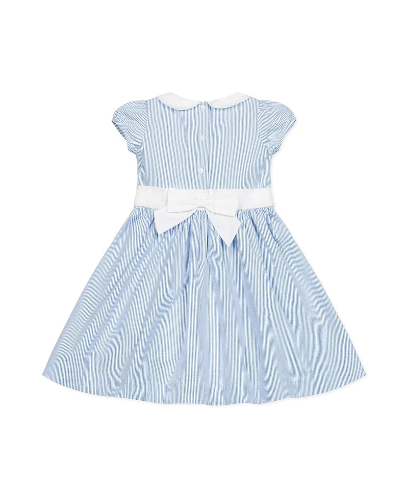 Hope & Henry Girls' Short Sleeve Seersucker Dress with Peter Pan Collar