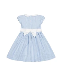 Hope & Henry Girls' Short Sleeve Seersucker Dress with Peter Pan Collar