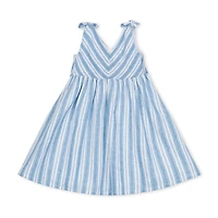 Hope & Henry Girls' Sleeveless Bow Shoulder Swing Dress