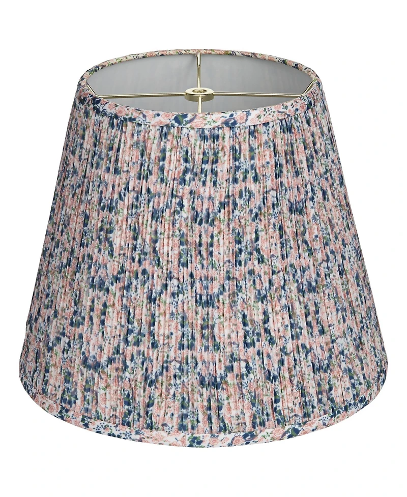 Springcrest Collection Hardback Shirred Empire Lamp Shade Pink Blue Floral Medium 8" Top x 13" Bottom x 11" Slant Spider with Harp and