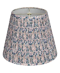 Springcrest Collection Hardback Shirred Empire Lamp Shade Pink Blue Floral Medium 8" Top x 13" Bottom x 11" Slant Spider with Harp and