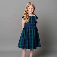 Hope & Henry Little Girls Cap Sleeve Party Dress with Bow Sash, Toddler|Child