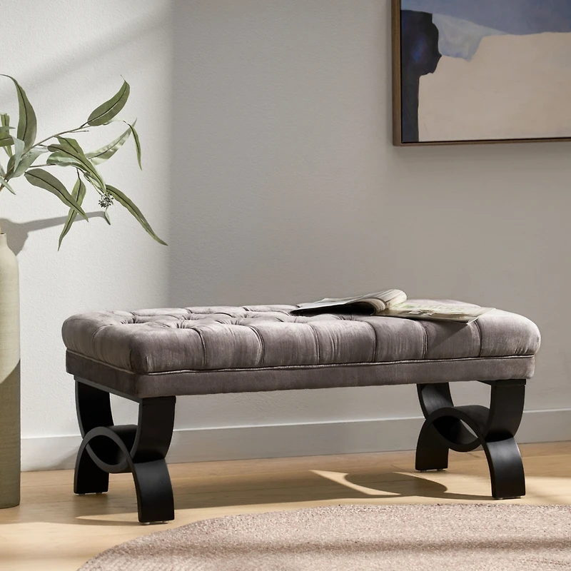 Streamdale Ottoman With Diamond Stitch And Modern Legs