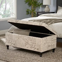 Streamdale Furniture French Script Linen Storage Ottoman