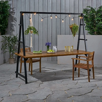 Streamdale Acacia Wood Dining Table With Plant Hanger (88.5")