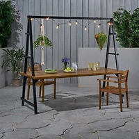 Streamdale Acacia Wood Dining Table With Plant Hanger (88.5")