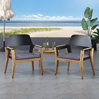 Streamdale Acacia Wood Club Chairs With Cushions (Set Of 2)