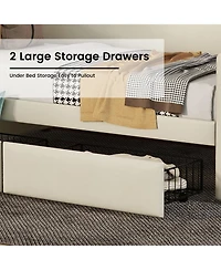 Simplie Fun Twin Daybed with Storage, Charging Station, Led Lights, and Bronze Nailhead Trim