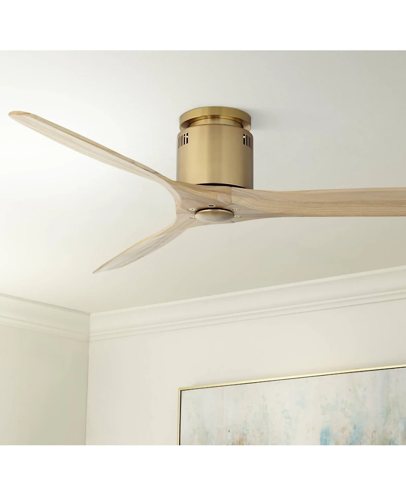 Casa Vieja 52" Windspun Modern Indoor Ceiling Fan 3 Blade Remote Control Soft Brass Finish Bedroom Living Room Hugger Dc Motor