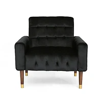 Streamdale Comfy Velvet Tufted Armchair For Living Room, Bedroom