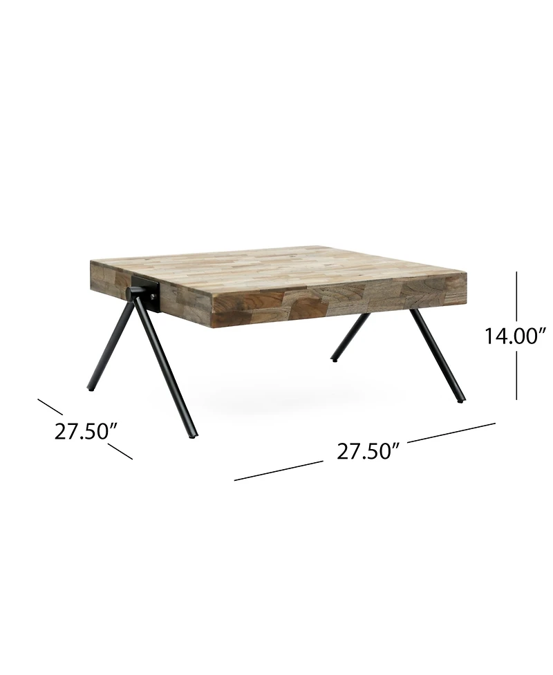 Streamdale Furniture Industrial Mango Wood Coffee Table With V-Shaped Legs