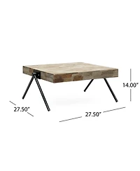 Streamdale Furniture Industrial Mango Wood Coffee Table With V-Shaped Legs
