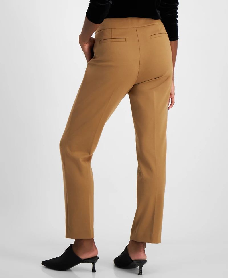 Ak Anne Klein Petite Mid-Rise Pull-On Straight-Leg Pants