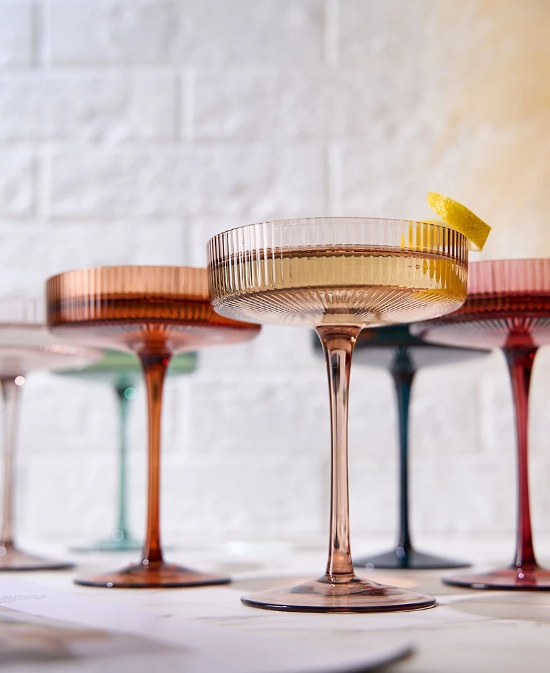 The Wine Savant Colored Classic Art Deco Coupe Glasses Set of 6