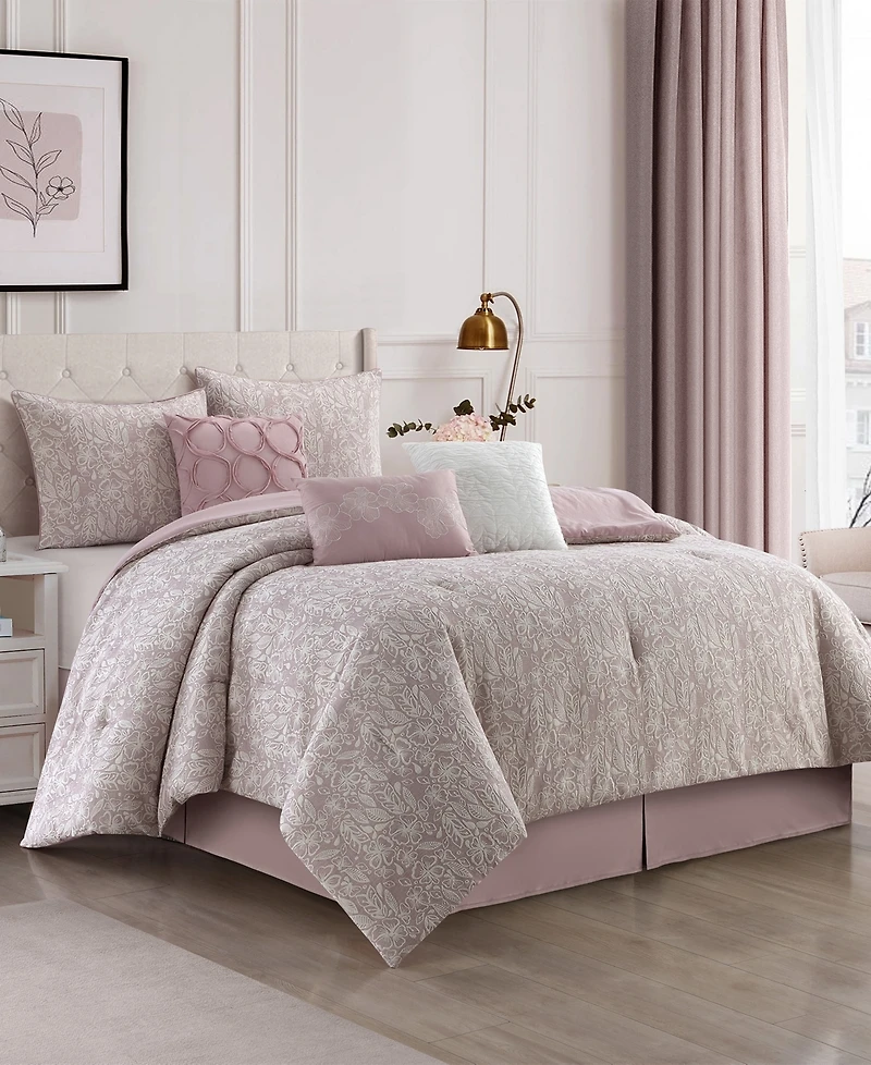 Closeout! Stratford Park Fraidy Cotton Jacquard 7-Pc. Comforter Set, King